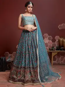 FABPIXEL Embroidered Semi-Stitched Lehenga & Unstitched Blouse With Dupatta