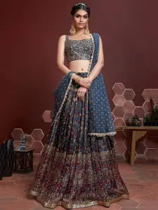 FABPIXEL Embroidered Semi-Stitched Lehenga & Unstitched Blouse With Dupatta