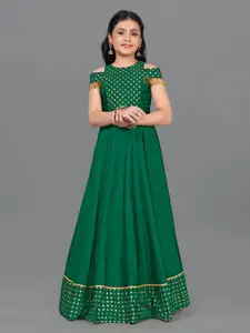 FASHION DREAM Girls Floral Foil Printed Ethnic Dress