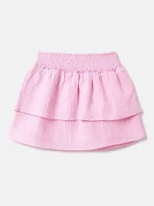 United Colors of Benetton Girls Pure Cotton Tiered Mini Skirt