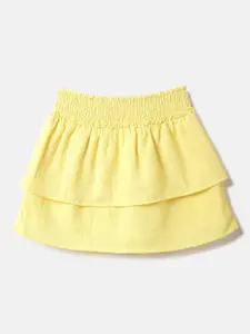 United Colors of Benetton Girls Textured Pure Cotton A-Line Mini Skirt