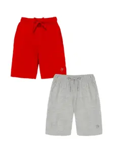 KiddoPanti Boys Pack Of 2 Pure Cotton Mid-Rise Shorts