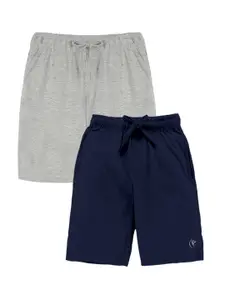 KiddoPanti Boys Pack Of 2 Pure Cotton Mid-Rise Shorts