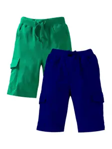 KiddoPanti Pack Of 2 Boys Green Cargo Shorts