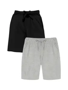 KiddoPanti Boys Pack Of 2 Regular-Fit Cotton Shorts
