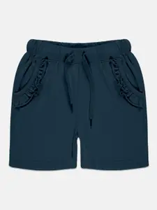 KiddoPanti Girls Pure Cotton Mid-Rise Shorts