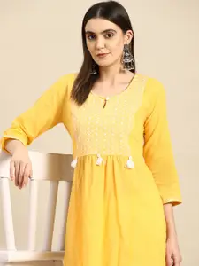 Anouk Floral Yoke Design Thread Work Kurta