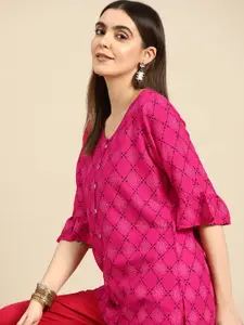 Anouk Pink Printed Kurti
