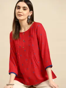 Anouk Red Printed Kurti