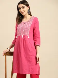 Anouk Floral Yoke Design Thread Work Kurta