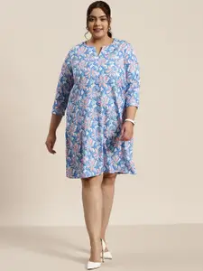 Sztori Plus Size Floral Print A-Line Dress