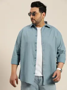 Sztori Men Plus Size Pure Cotton Opaque Printed Casual Shirt