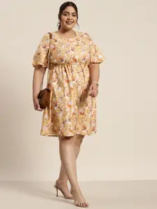 Sztori Plus Size Floral Print A-Line Dress
