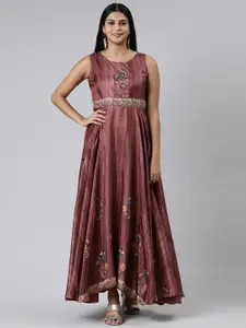 Neerus Embellished Sleeveless Chiffon Ethnic Dress