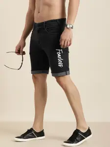Moda Rapido Men Typography Printed Slim Fit Denim Shorts