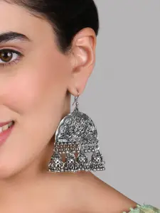 Fida Silver-Plated Dome Shaped Jhumkas Earrings