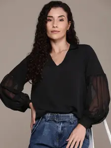 The Roadster Life Co. Shirt Collar Bishop Sleeves Top