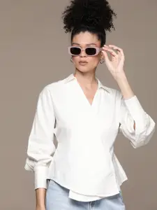 The Roadster Life Co. Pure Cotton Wrap Detail Opaque Casual Shirt