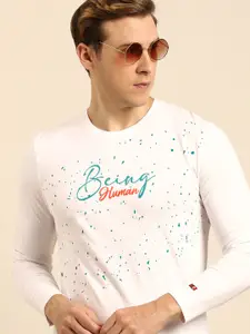 Being Human Men Brand Logo Print Pure Cotton T-shirt