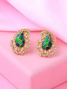 Estele Gold-Plated Peacock Shaped Studs Earrings