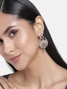 Estele Rose Gold-Plated Peacock Shaped Drop Earrings