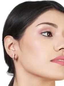 Estele Gold-Plated Contemporary Half Hoop Earrings