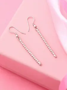 Estele Rhodium-Plated Contemporary Drop Earrings