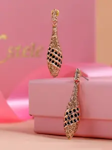 Estele Rose Gold Plated Teardrop Shaped Crystal Studded Drop Earrings