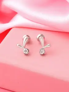 Estele Rhodium-Plated Contemporary Studs Earrings
