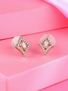 Estele Rose-Gold-Plated Square Studs Earrings