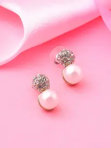 Estele Gold -Plated Circular Drop  Earrings