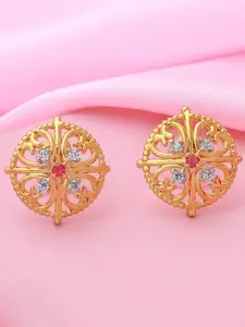 Estele Gold Plated Floral Studs Earrings