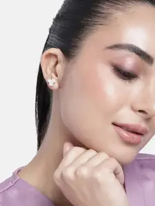 Estele Gold-Plated Beaded Contemporary Studs Earrings