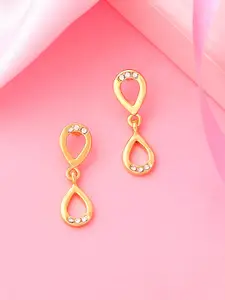 Estele Gold-Plated Crystals Geometric Drop Earrings