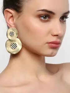 Estele Gold Plated Circular Drop Earrings