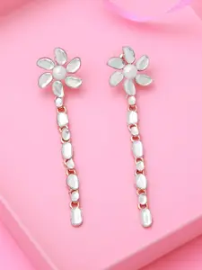 Estele Gold-Plated Kundan Floral Drop Earrings