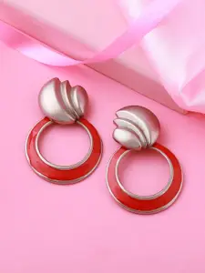 Estele Rhodium Plated Circular Drop Earrings