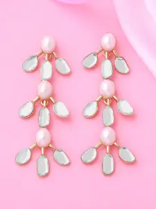 Estele Kundan Studded Gold-Plated Floral Drop Earrings