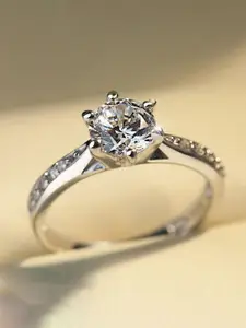 Peora Silver-Plated AD-Studded Finger Ring