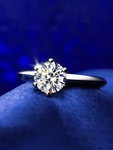 Peora Silver-Plated AD-Studded Finger Ring