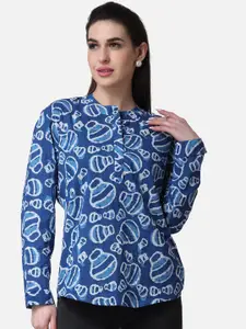 Popwings Ethnic Motifs Printed Pure Cotton Shirt Style Top