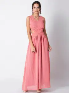 FabAlley V-Neck Sleeveless Cut Out Flared Maxi Dress
