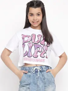 Lil Tomatoes Girls Typography Printed Crop Top