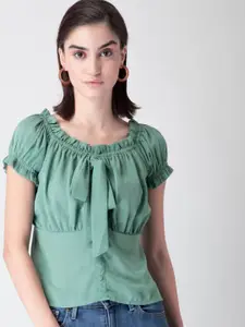 FabAlley Gathered Tie-Up Ruffled Empire Top