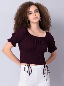 FabAlley Ruched Georgette Crop Top