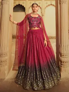 ODETTE Embroidered Thread Work Semi-Stitched Lehenga & Unstitched Blouse With Dupatta