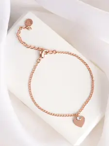 JOKER & WITCH Stone-Studded Heart Link-Chain Bracelet Charm