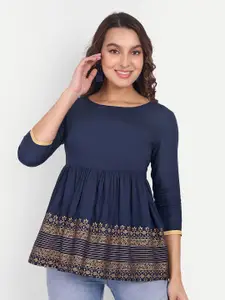 Aarti  Fashion Aarti Fashion Gathered Ethnic Motifs Printed A-Line Top