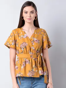FabAlley Floral Printed Georgette Wrap Top
