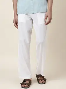 Fabindia Men Mid-Rise Cotton Trousers